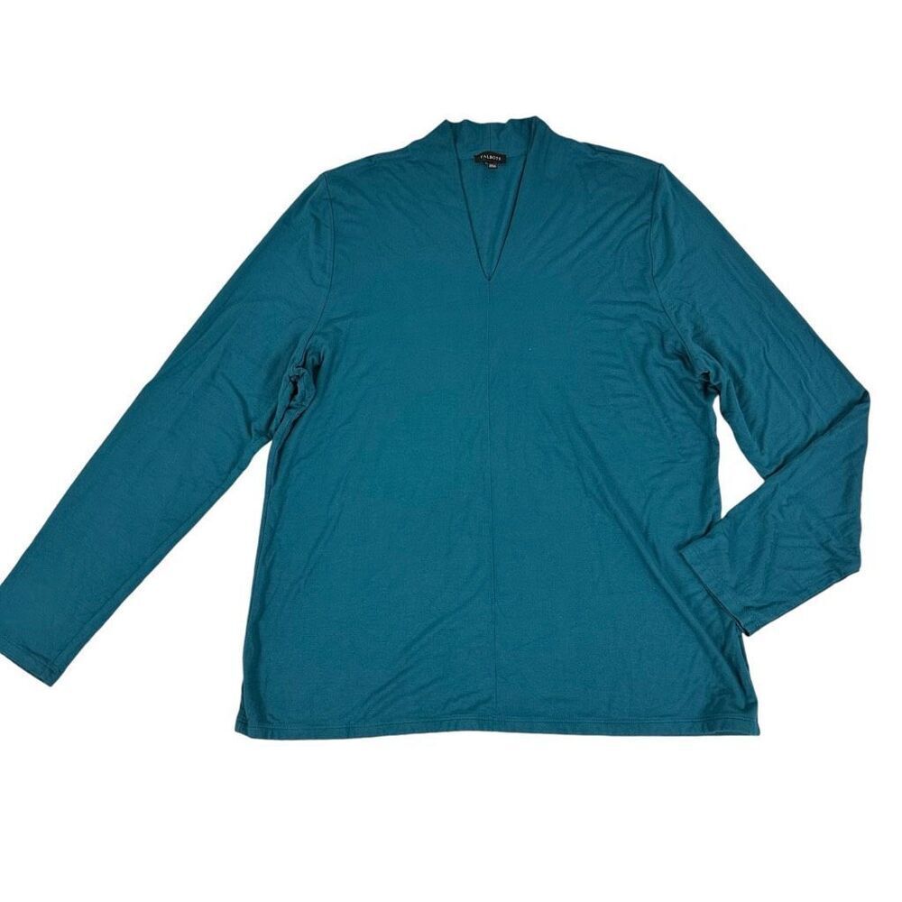 Talbots Long Sleeve Jersey Knit Teal Top size XL